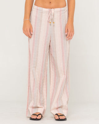 Woman wearing Goa Stripe Beach Pant in Multi Stripe
