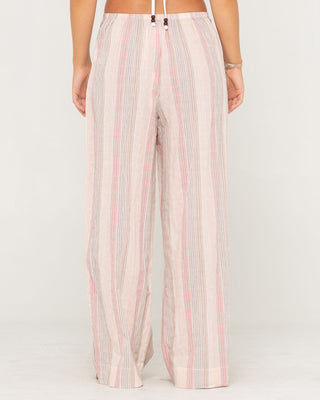 Woman wearing Goa Stripe Beach Pant in Multi Stripe