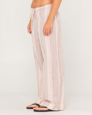 Woman wearing Goa Stripe Beach Pant in Multi Stripe
