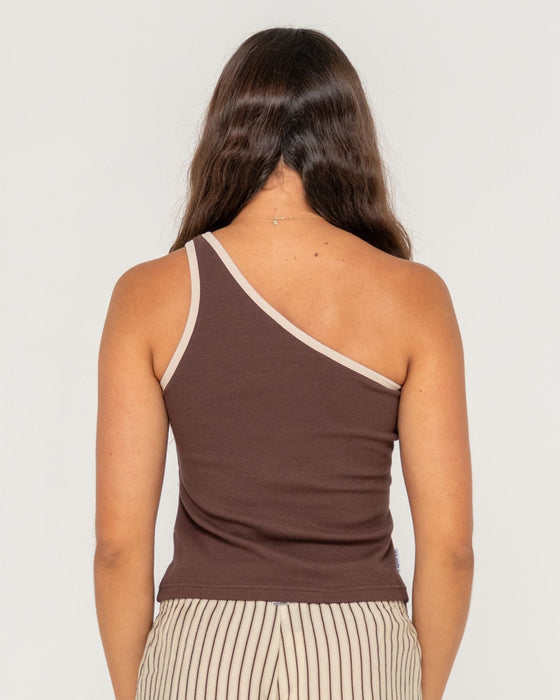 woman-wearing-zoe-one-shoulder-tank-in-java