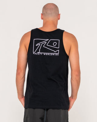 Man wearing Boxed Out Tank in Black