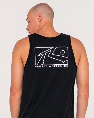 Man wearing Boxed Out Tank in Black
