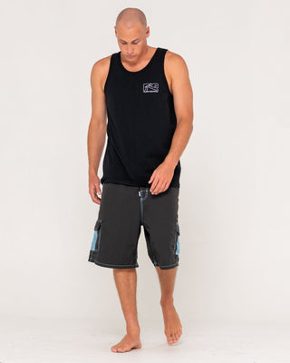 Man wearing Boxed Out Tank in Black