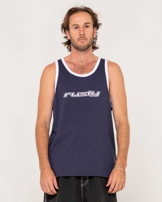 man-wearing-dead-ringer-tank-in-navy-blue