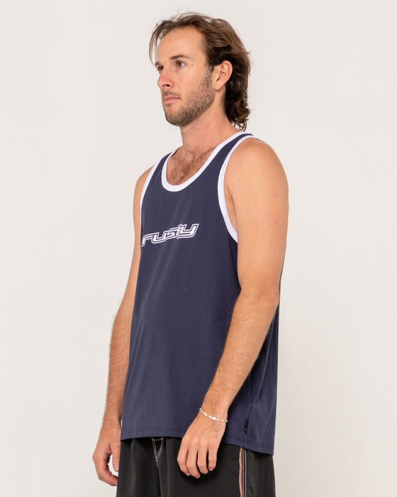man-wearing-dead-ringer-tank-in-navy-blue