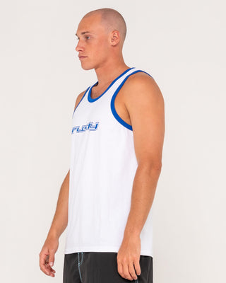 Man wearing Dead Ringer Tank in White