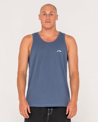 Man wearing Registered Tank in China Blue