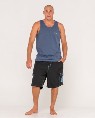 Man wearing Registered Tank in China Blue
