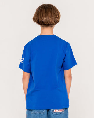 Boy wearing Jetsetter Tee Boys in Royal Blue