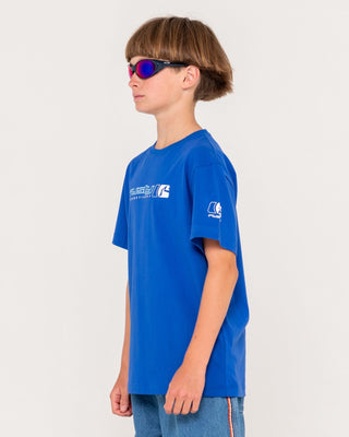 Boy wearing Jetsetter Tee Boys in Royal Blue