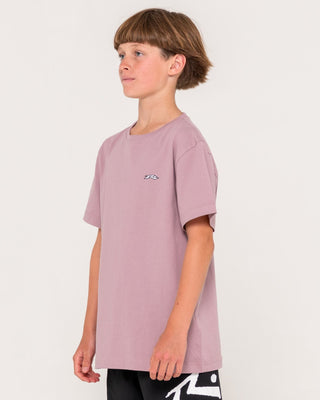 Boy wearing Registered Short Sleeve Tee Boys in Elderberry