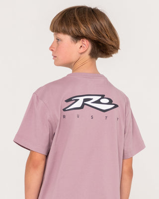 Boy wearing Registered Short Sleeve Tee Boys in Elderberry
