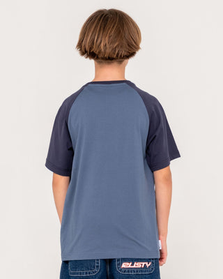 Boy wearing Wagwan Raglan Short Sleeve Tee Boys in China Blue
