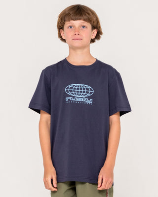 Boy wearing Internazionale Short Sleeve Tee Boys in Navy Blue