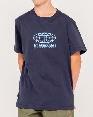 Boy wearing Internazionale Short Sleeve Tee Boys in Navy Blue