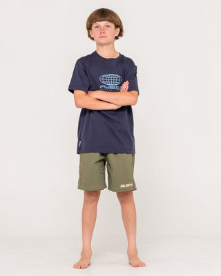Boy wearing Internazionale Short Sleeve Tee Boys in Navy Blue