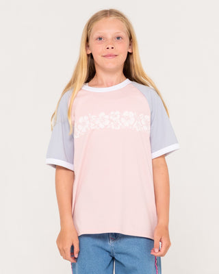 Girl wearing Beau Colourz Oversized Tee Girls in Pink/Blue