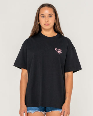 Woman wearing Jill Standard Fit Tee in Black