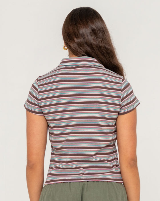 woman-wearing-blazed-stripe-baby-polo-tee-in-multi-stripe