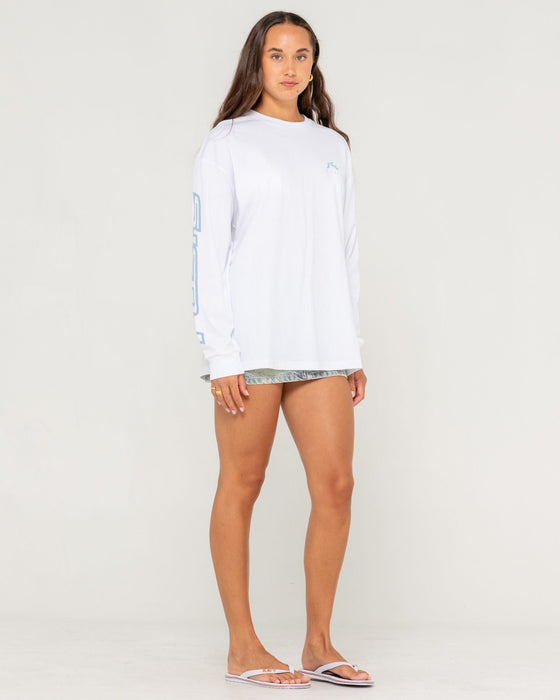 woman-wearing-play-it-safe-l-s-tee-in-white