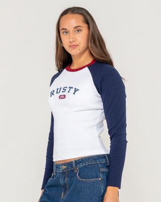 Woman wearing Mr Worldwide L/S Fitted Tee in White