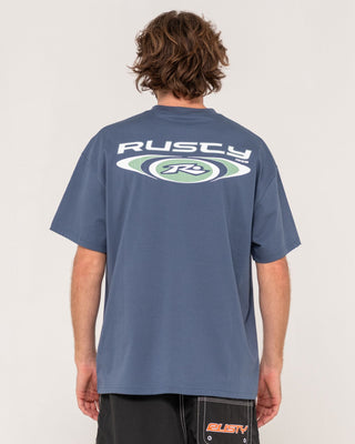 Man wearing Irie Eye Short Sleeve Tee in China Blue