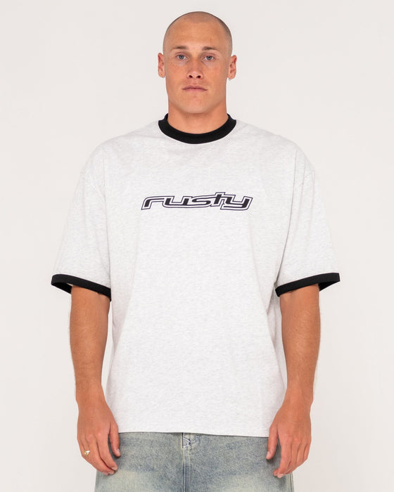 man-wearing-dead-ringer-short-sleeve-tee-in-ecru-marle