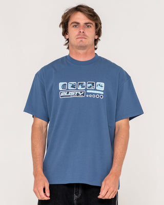 Man wearing Second Summer Short Sleeve Tee in China Blue