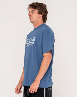 Man wearing Second Summer Short Sleeve Tee in China Blue