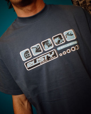 Man wearing Second Summer Short Sleeve Tee in China Blue