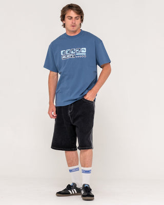 Man wearing Second Summer Short Sleeve Tee in China Blue