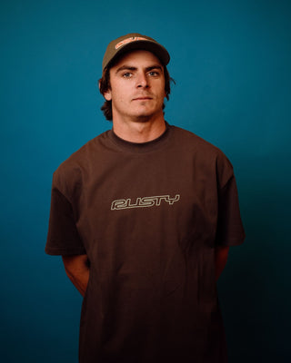 Man wearing Flip Daddy Short Sleeve Tee in Coal