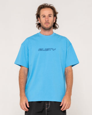 Man wearing Flip Daddy Short Sleeve Tee in Dolphin Blue