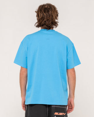 Man wearing Flip Daddy Short Sleeve Tee in Dolphin Blue