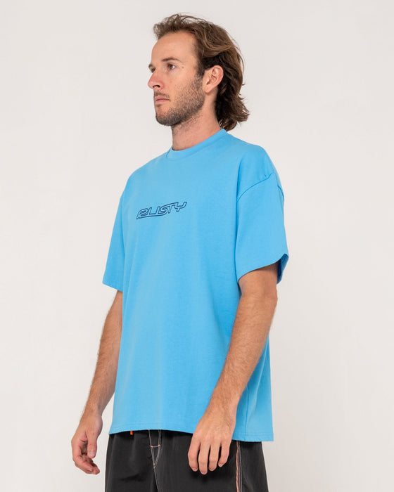 man-wearing-flip-daddy-short-sleeve-tee-in-dolphin-blue
