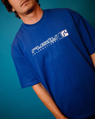Man wearing Jetsetter Short Sleeve Tee in Royal Blue