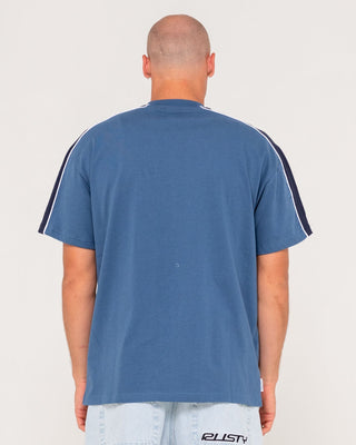 Man wearing Alonso Short Sleeve Tee in China Blue