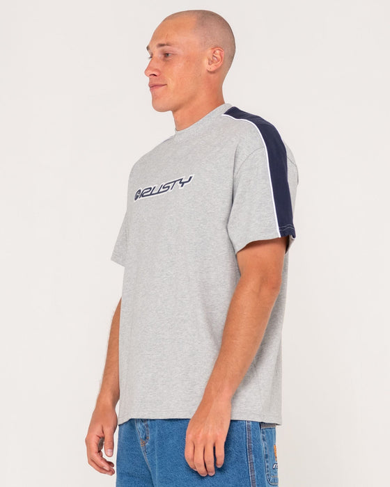 man-wearing-alonso-short-sleeve-tee-in-grey-marle