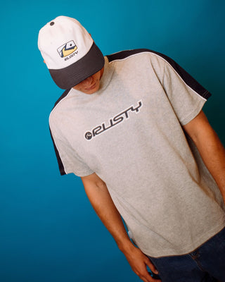 Man wearing Alonso Short Sleeve Tee in Grey Marle