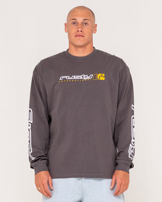 Man wearing Jetsetter Long Sleeve Tee in Coal