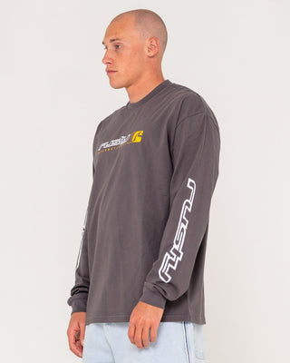 Man wearing Jetsetter Long Sleeve Tee in Coal