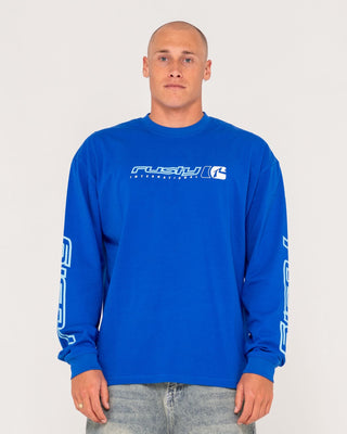 Man wearing Jetsetter Long Sleeve Tee in Royal Blue