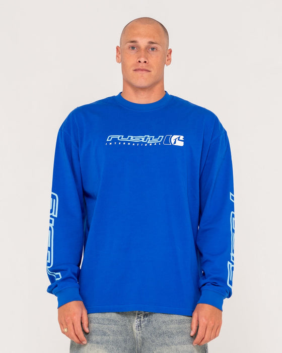 man-wearing-jetsetter-long-sleeve-tee-in-royal-blue