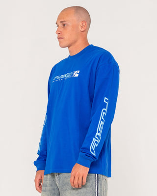 Man wearing Jetsetter Long Sleeve Tee in Royal Blue