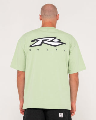 Man wearing Registered Short Sleeve Tee in Smoke Green
