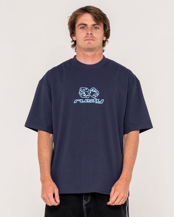 man-wearing-double-or-nothin-short-sleeve-tee-in-navy-blue-2
