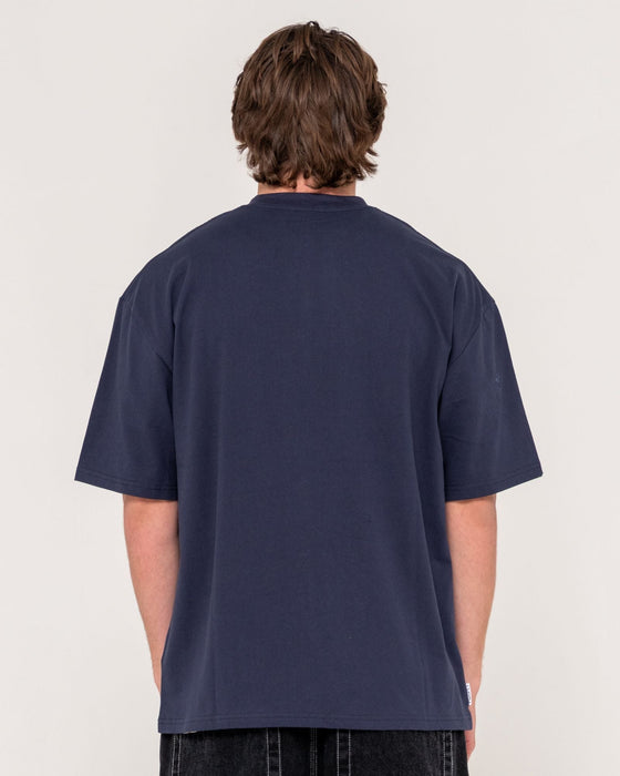 man-wearing-double-or-nothin-short-sleeve-tee-in-navy-blue-2