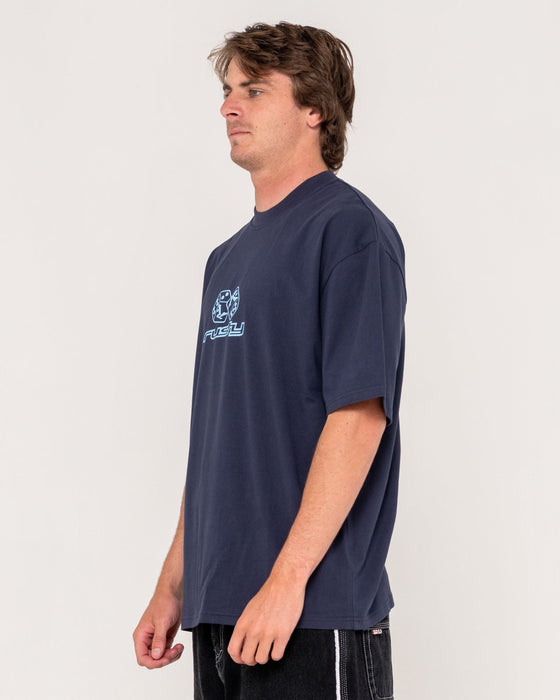 man-wearing-double-or-nothin-short-sleeve-tee-in-navy-blue-2