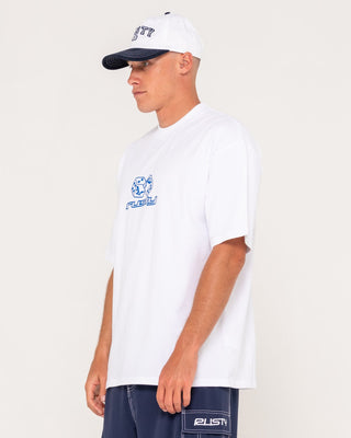 Man wearing Double Or Nothin Short Sleeve Tee in White