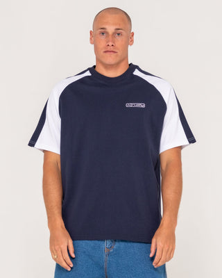 Man wearing Dodger Short Sleeve Tee in Navy Blue